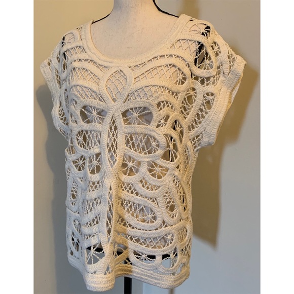 Pullover Knit Coverup Top, Ivory, Anthropologie, M - Picture 5 of 12